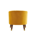 Upholstered Barrel Accent Chair With Wooden Legs Orange Rubberwood Velvet
