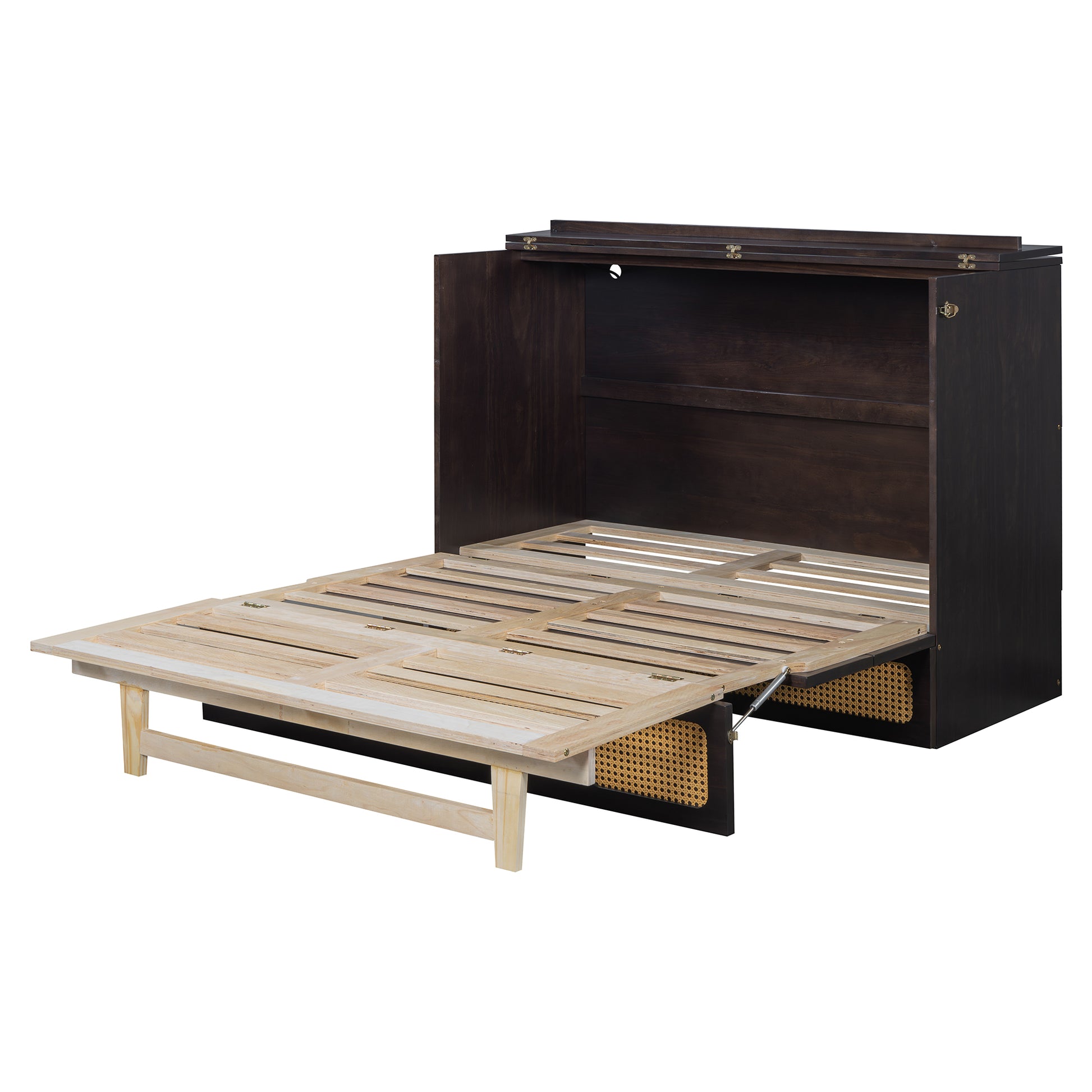 Full Size Murphy Bed With Large Drawers,Espresso Full Espresso Plywood