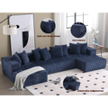 Arrived 131'' Modular Sectional Couch, U Shaped Sofachaise Lounge, Striped Fabric,Upholstered 4 Seater Couch For Living Room, Bedroom, Free Combination Sofa Corduroy , Blue Blue Polyester Primary Living Space Soft Modern Square Arms Foam Upholstered 4