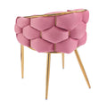 Set Of 2 Luxury Handmade Accent Chair With Gold Legs, Modern Velvet Armchair For Living Room And Bedroom Pink Foam Velvet