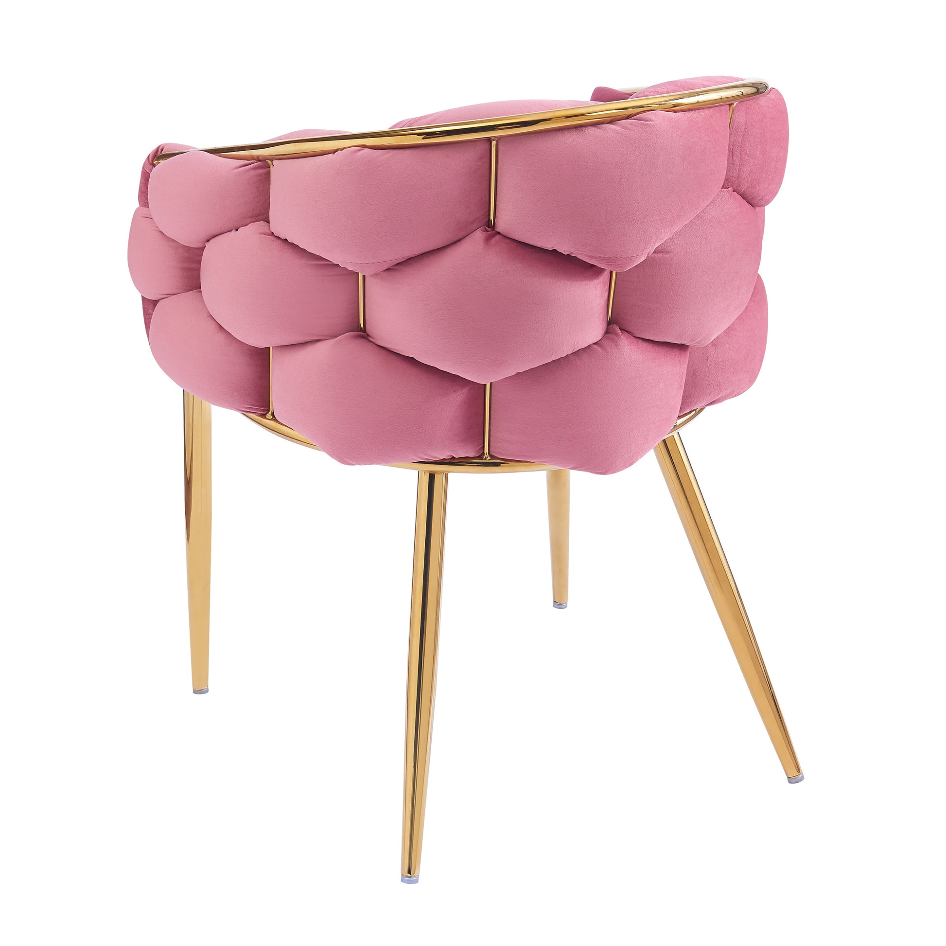 Set Of 2 Luxury Handmade Accent Chair With Gold Legs, Modern Velvet Armchair For Living Room And Bedroom Pink Foam Velvet