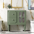 Retro Style 30'' Bathroom Vanity With Resin Sink Combo, Freestanding Single Vanity With 2 Drawers, Solid Wood Frame Bathroom Storage Cabinet, Green Green Bathroom Retro Solid Wood Mdf Resin