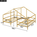 Metal Double Twin Size Triangular House Beds With Built In Table, Gold Box Spring Not Required Twin Gold Metal Metal
