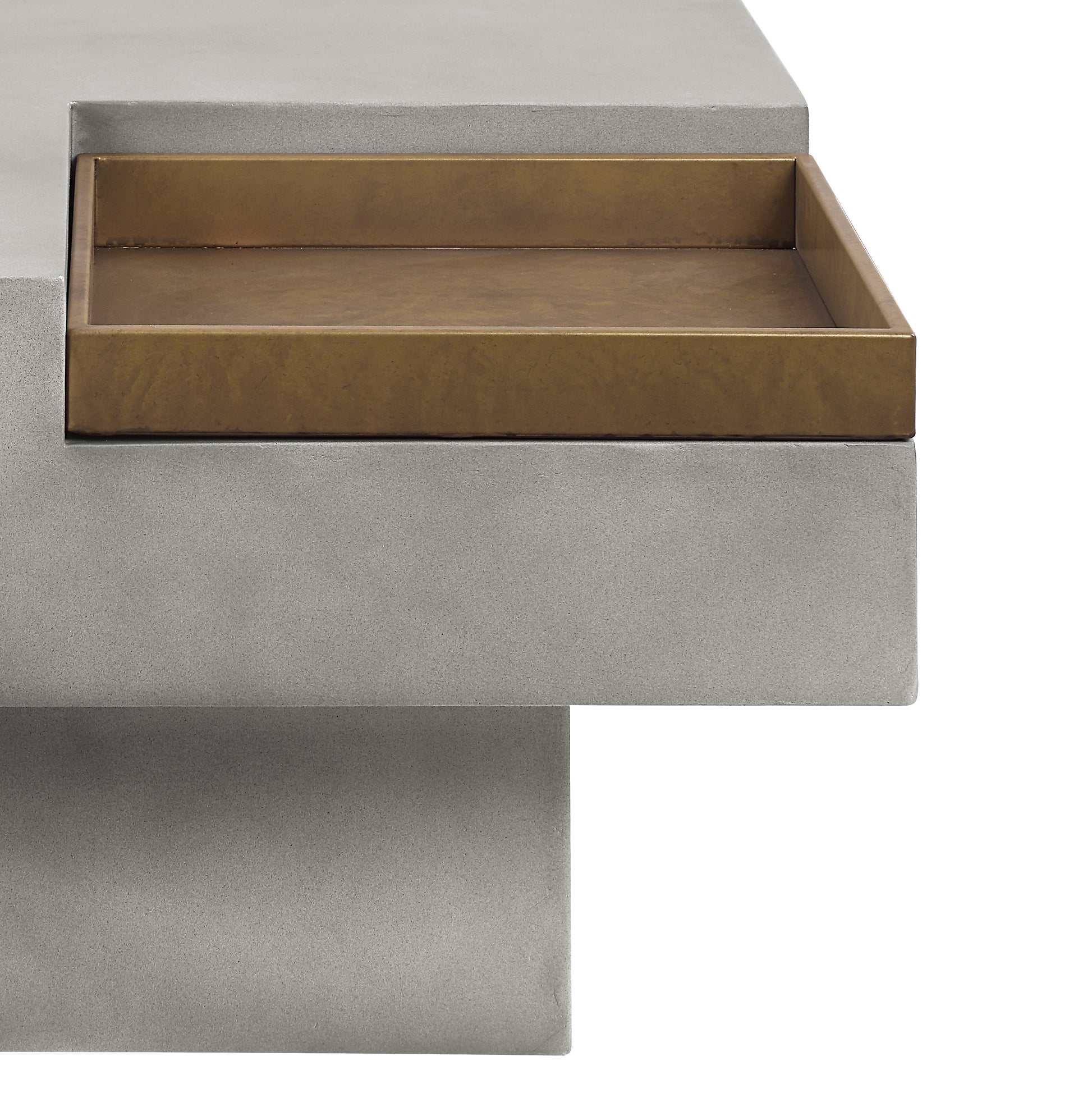 Weathered Grey Coffee Table With Square Top And Pedestal Base Grey Primary Living Space Contemporary Square Cement Pedestal