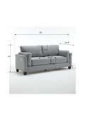 Oversized Modern Style Button Tufted Linen Upholstered 3 Seat Sofa With Usb Charger, Three Seat Sofa Couch, Living Room Sofa For Home Or Office, Gray Gray Fabric 3 Seat