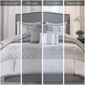 7 Piece Comforter Set Grey Queen Queen Grey Polyester