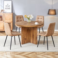 5 Piece Round Dining Table Set, Modern Round Table And 4 Upholstered Chairs For Dining Room, Kitchen Room, Living Room, Easy Assembly Metal Brown Black Dining Room 42 Inches Farmhouse,Mid Century Modern,Modern Round Round Mdf Dining Table With Chair Mdf