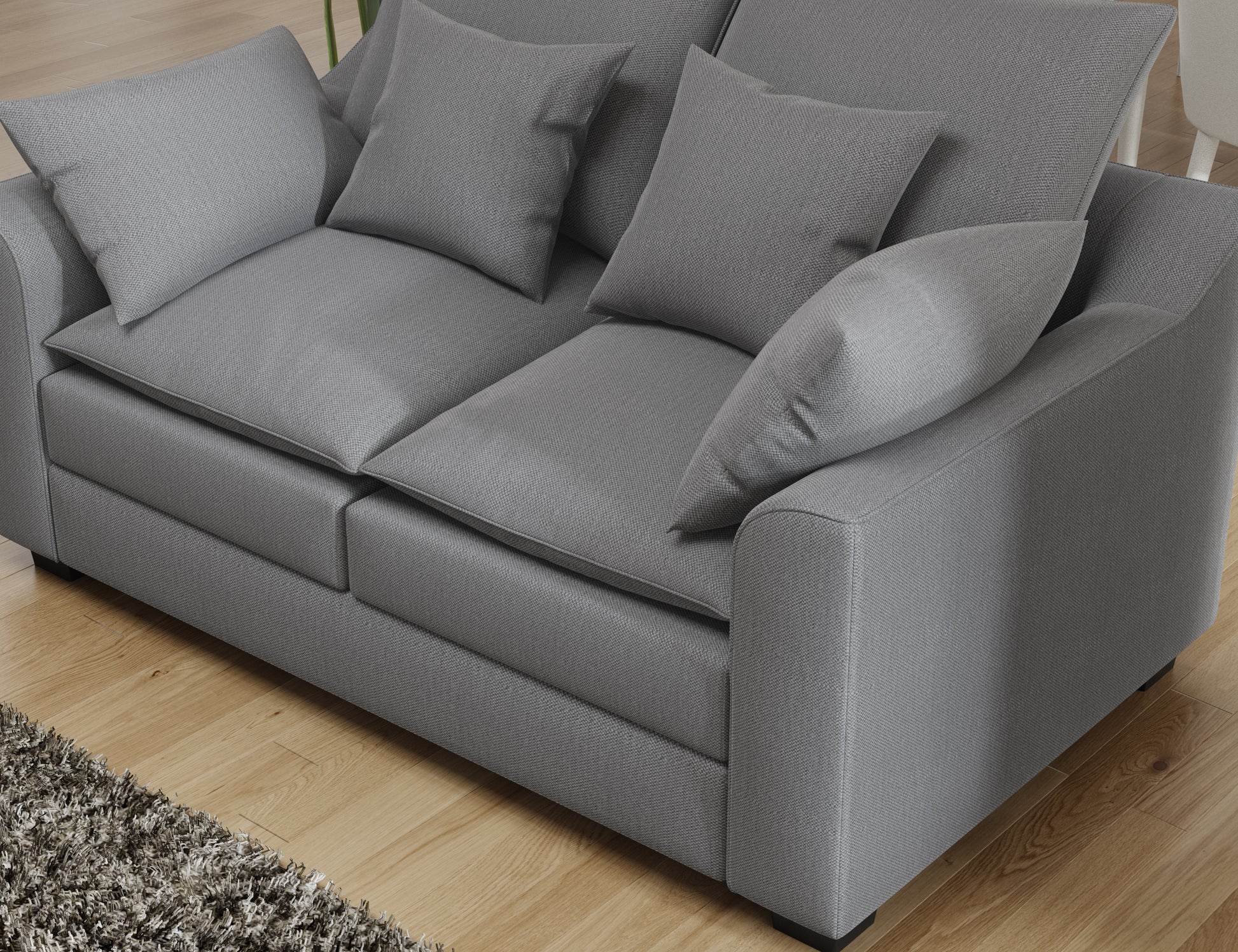 55" Loveseat Couch 2 Seater Sofa With Pillows Polyester Upholstery Duck Down Filled Cushion Sofa For Living Room Apartment,Grey Grey Polyester Wood Primary Living Space Soft Cushion Back Foam Polyester 2 Seat