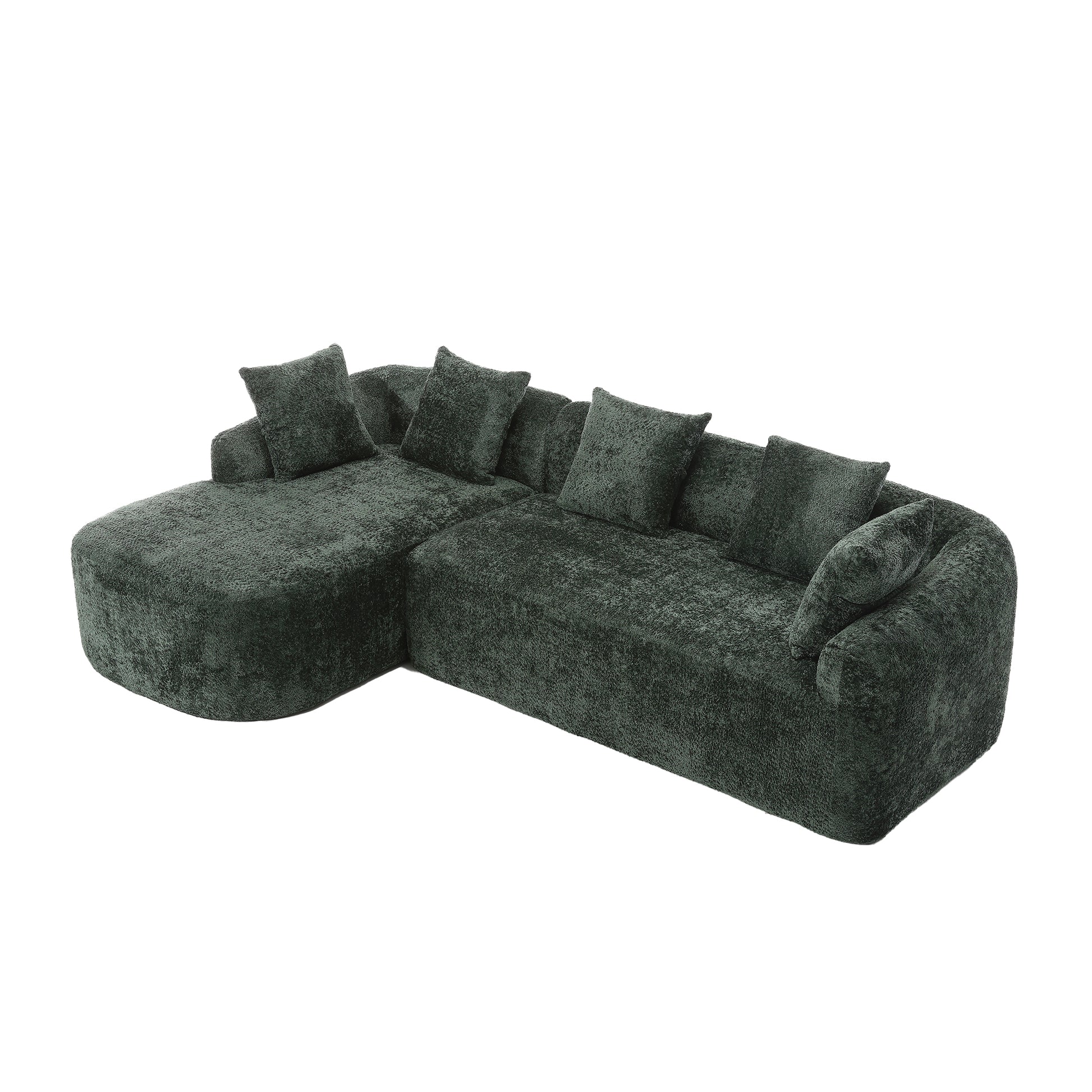 Coolmore Boucle Sofa 3 Seater For Living Room Oversized Comfy Sofa L Shape Sofa Couch With Chaise Home Furniture Sleeper Sectional Sofa For Apartment, Office Left Hand Facing Green Green Primary Living Space Foam Boucle 3 Seat