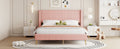 Queen Size Corduroy Platform Bed With Metal Legs, Pink Old Sku:Wf300238Aah Queen Pink Corduroy