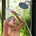 Outsunny 7' Outdoor Solar Heated Shower With 360 Rotating Rainfall & Handheld Shower Head, Foot Shower Faucet, Temperature And Pressure Adjustable, Holds 9.2 Gallons For Backyard Pool Black Plastic