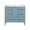 36'' Bathroom Vanity With Resin Sink Combo, Solid Wood Frame Bathroom Storage Cabinet, Freestanding Vanity Set With 5 Drawers& Soft Closing Doors Same As Sw000142Aam Blue Bathroom Solid Wood Mdf Resin