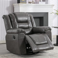 360 Swivel And Rocking Home Theater Recliner Manual Recliner Chair With Wide Armrest For Living Room,Bedroom, Grey Grey Foam Pu