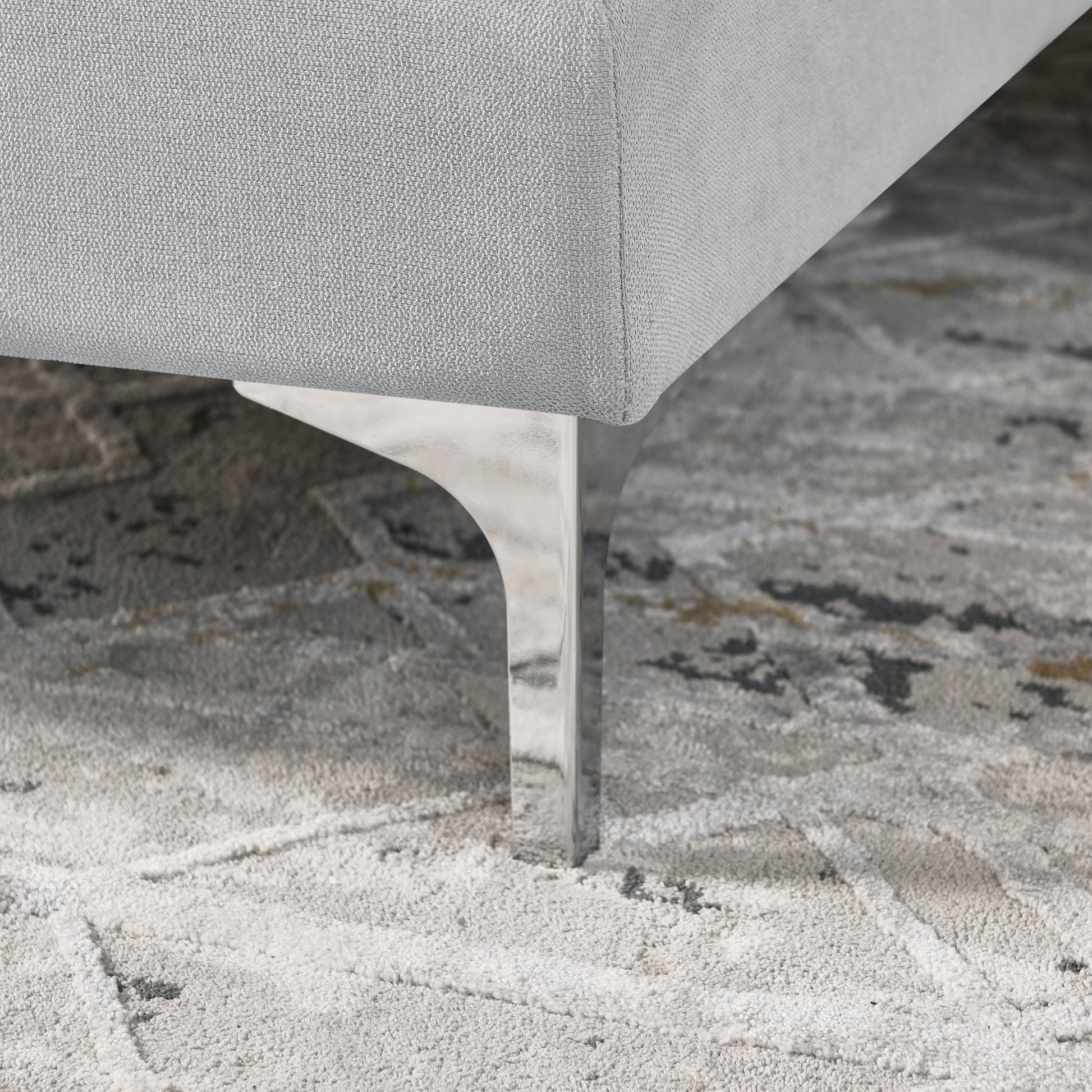 Modern Sofa 3 Seat Couch With Stainless Steel Trim And Metal Legs For Living Room,Gray Gray Foam 3 Seat