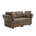 Living Room Sofa Set With 3 Seat Couch And 2 Seat Loveseat, Hidden Storage Under Seat, Soft Back Cushions And Arm Cushionsadjustable Arms And Backs Brown Brown Polyester 5 Seat