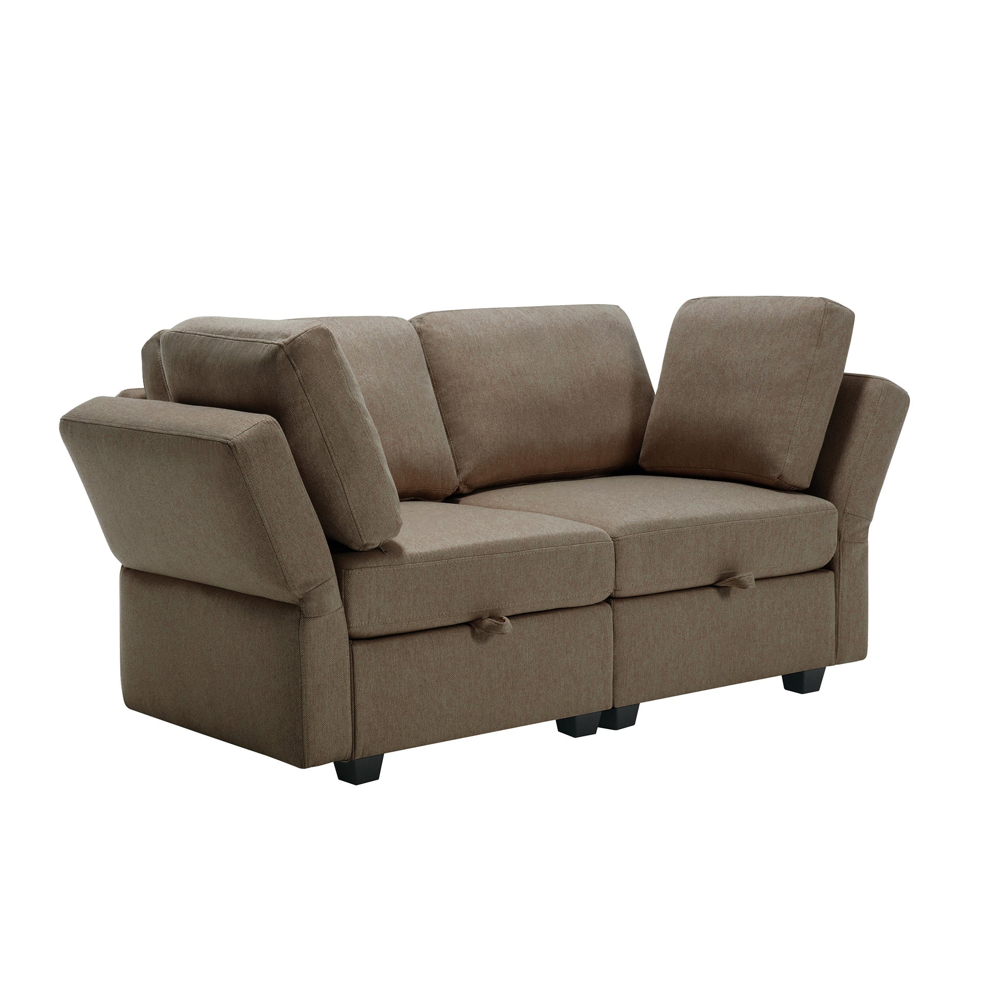 Living Room Sofa Set With 3 Seat Couch And 2 Seat Loveseat, Hidden Storage Under Seat, Soft Back Cushions And Arm Cushionsadjustable Arms And Backs Brown Brown Polyester 5 Seat