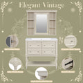 36'' Bathroom Vanity With Medicine Cabinet, Modern Mirror Cabinet With Adjustable Shelf, Bathroom Storage Cabinet With 4 Drawers, Solid Wood Frame Bathroom Storage Cabinet 4 Beige 1 5 Adjustable Hinges Bathroom Freestanding Solid Wood Mdf Resin Painted