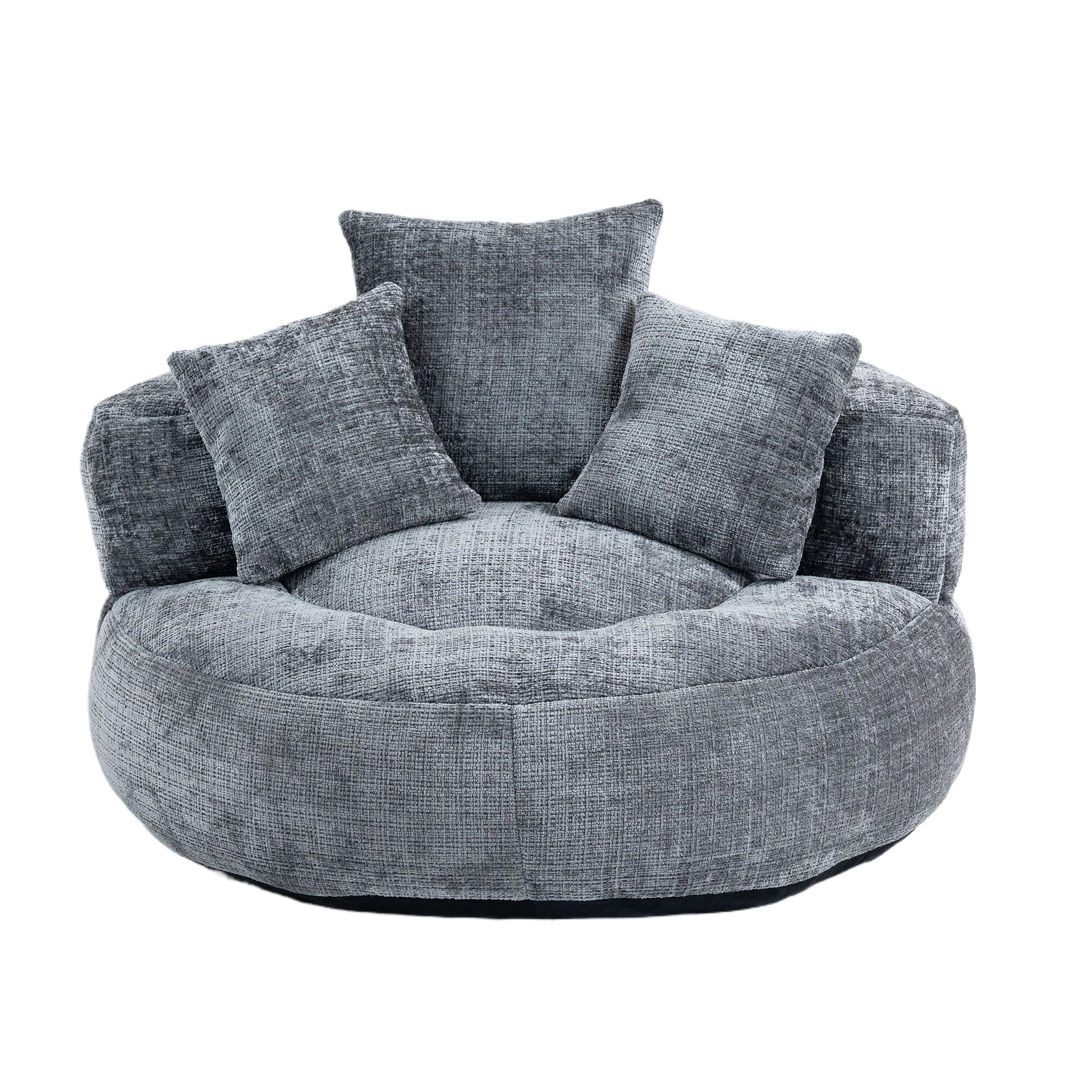 Coolmore Lazy Sofa Durable Comfort Lounger High Back Bean Bag Chair Couch With Three Pillows For Adults And Kids, Indoor & Outdoor, Single Gaming Sofa Chair For Bedroom,Office Gray Chenille Gray Foam Chenille 1 Seat