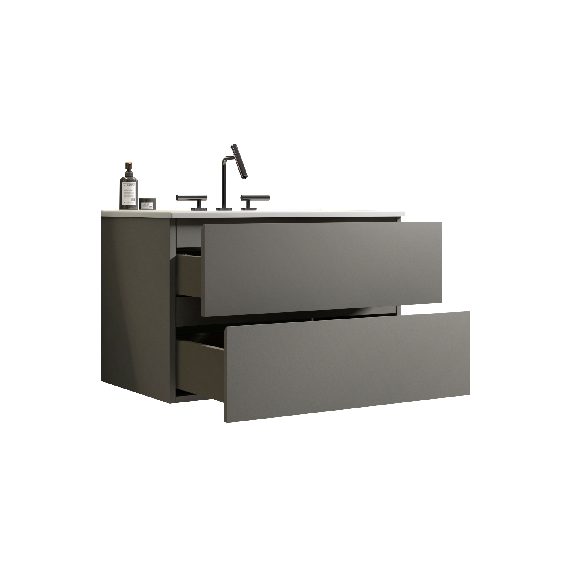 Tia 30" Wall Mount Space Grey Bathroom Vanity With Ceramic Sink With Three Faucet Holes, Large Storage Floating Bathroom Vanity For Modern Bathroom, Pre Assembled White Gray Bathroom Modern Ceramic