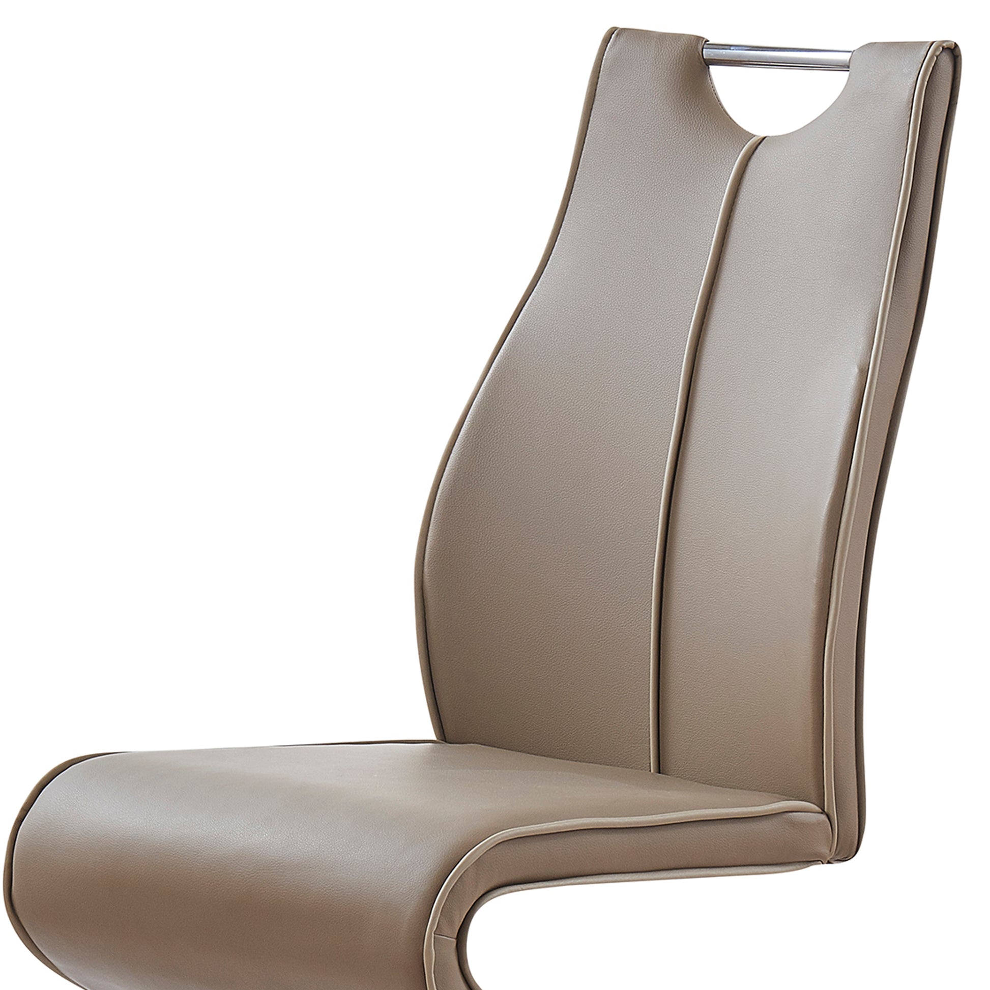 Tony Brown Dining Chairs Kit Of 2 Polyurethane Solid Brown Beige Dining Room Foam Wipe Clean Rectangular Modern Side Chair Solid Back Set Of 2 Metal Pu