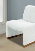 Comfy Accent Chair, Upholstered Slipper Chair, Armless Chair With Wood Legs And Soft Fabric For Living Room, Bedroom, White White Foam Wood Fabric