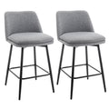 Counter Height Swivel Bar Stools Set Of 2, 360 Swivel Upholstered Barstools With Back And Metal Legs, 25.6