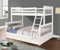 Twin Over Full Bunk Bed With Storage Drawers, Wooden Bunk Bed With Ladder And Safety Guard Rails White Full White Wood