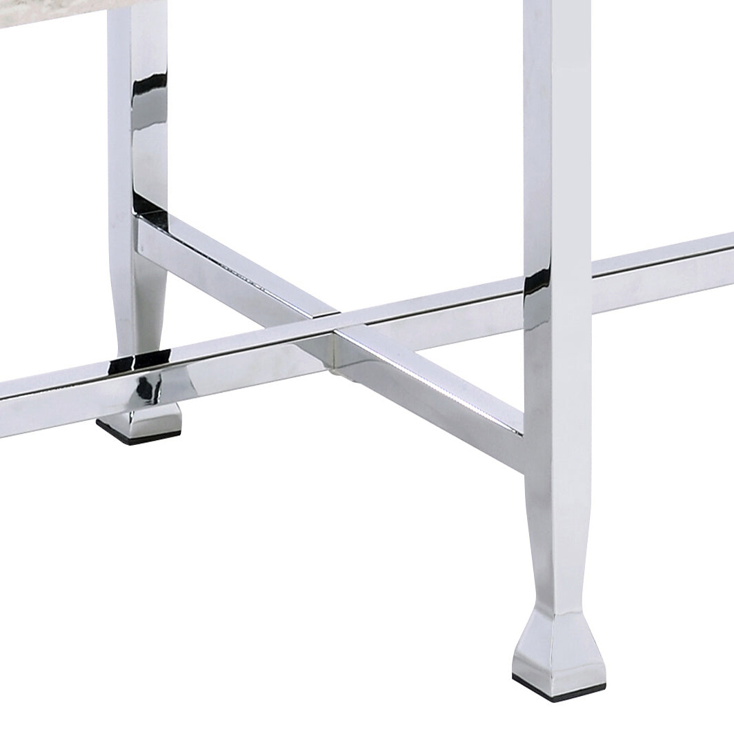 White Oak And Chrome Sofa Table With 1 Shelf Oak Modern Shelves Rectangular Wood Metal