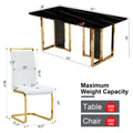 Table And Chair Set. Modern Dining Table With Mdf Top And Beautiful Mdf Legs. Equipped With Comfortable Pu Chairs And Metal Legs. Suitable For A Wide Range Of Decorative Styles. Black,White Seats 4 Mdf