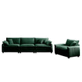 Mid Century Modern Sofa Set Of Two, One 3 Seater Sofa And One Single Seat Sofa With 2 Arm Pillows And 4 Throw Pillows,2 Pieces Sofa Set For Living Room,Green Corduroy Fabric Green Corduroy 4 Seat