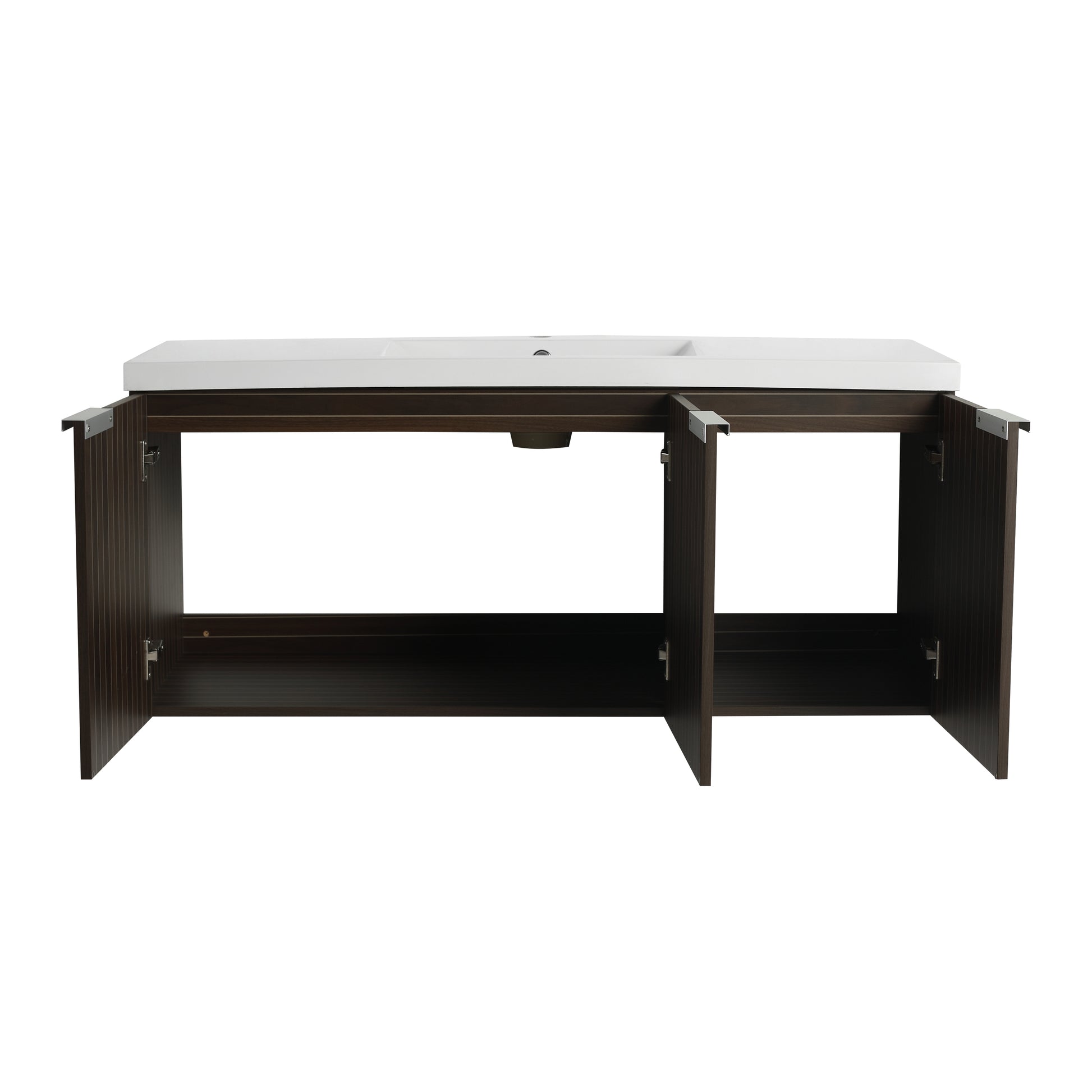 48 Inch Bathroom Cabinet With Resin Sink,Soft Close Doors,Float Mounting Design Silver Brown Stripe Bathroom Modern Plywood Plywood