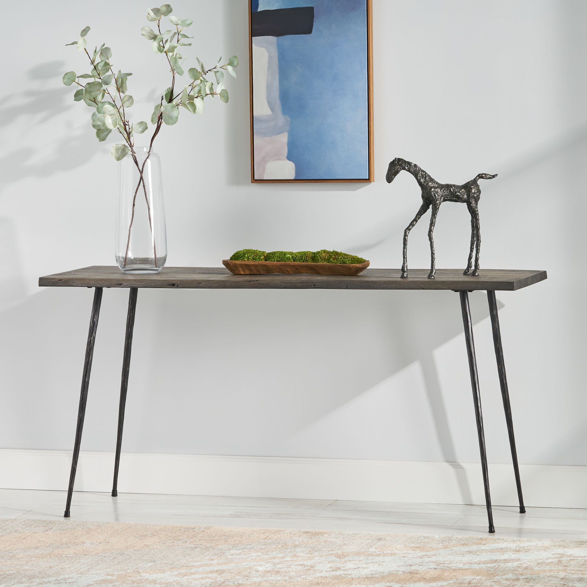 Console Table Grey Wood