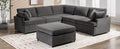 Modern Large U Shape Sectional Sofa, With Removable Ottomans For Living Room 6 Seater Gray Polyester 6 Seat