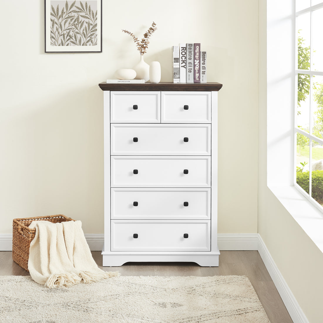 6 Drawer Dresser,6 Drawers Cabinet Tall Chest Of Drawers Closet Organizers Storage Clothes, Cabinet Of 6 Drawers Living Room White Mdf