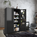 Upgraded Wide 39.37 Inch & Depth 19.69 Inch Metal Storage Cabinet 72 Inch Black Lockable Garage Cabinet With Wheels Heavy Duty Steel Cabinet With Doors & 4 Adjustable Shelves For Home, Office Black