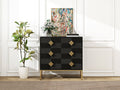 3 Drawer Storage Cabinet,3 Drawer Modern Dresser, Chest Of Drawers With Decorative Embossed Pattern Door For Entryway,Living Room,Bed Room Black Particle Board Mdf