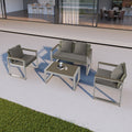 Aluminum And Rattan Modern 4 Piece Sofa Seating Group For Patio Garden Outdoor Yes Complete Patio Set Gray Silver Mildew Resistant Frame Fade Resistant Cushion Garden & Outdoor Modern Complete Patio Sets Aluminium Aluminium
