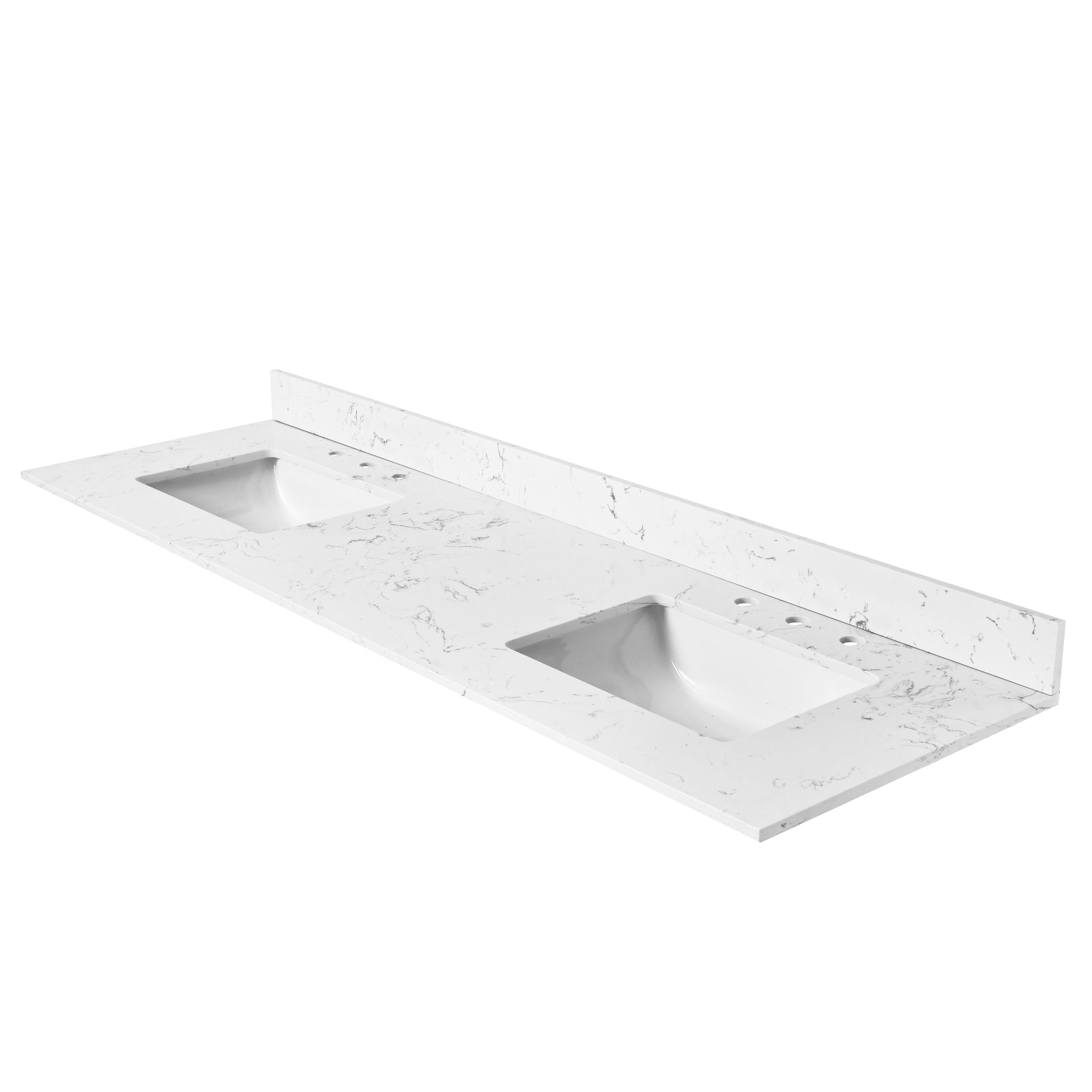 72"X 22" Bathroom Stone Vanity Top Engineered Color With Undermount Ceramic Sink And 3 Faucet Hole With Backsplash White Bathroom Stone