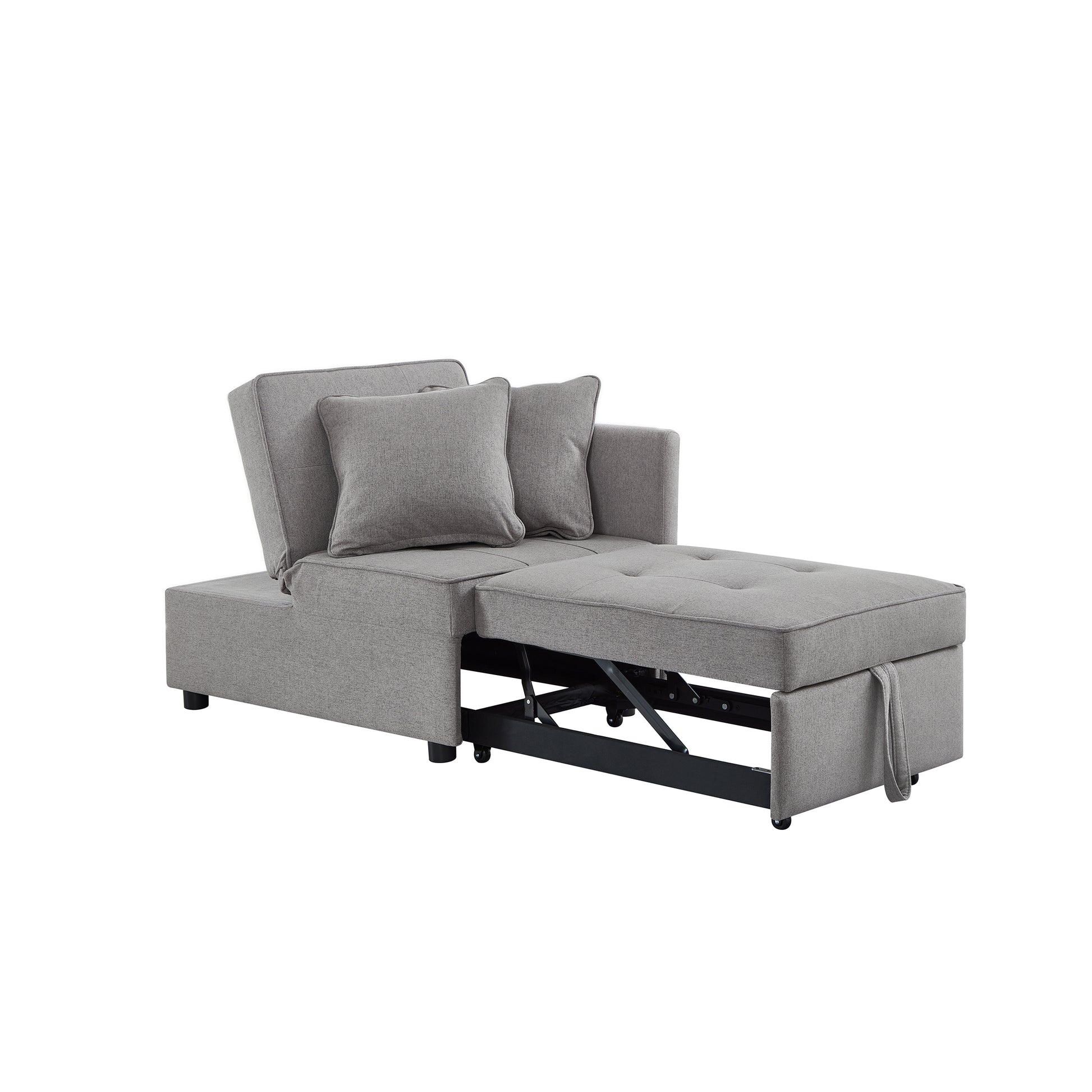 Chair Bed 4 In 1 Convertible Recliner Couch Sleeper Sofa Bed W Sturdy Wood Frame For Living Room, Bedroom, Small Space Polyester Upholstery Grey Grey Foam Polyester 1 Seat