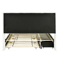 Full Size Upholstered Platform Bed With Led Frame, With Twin Size Trundle And 2 Drawers, Teddy Fleece, White White Fleece