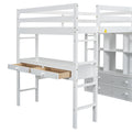 Full Size Loft Bed With Built In Desk With Two Drawers, And Storage Shelves And Drawers,White Old Sku:Gx000320Aak 1 Box Spring Not Required Full White Wood Bedroom Pine