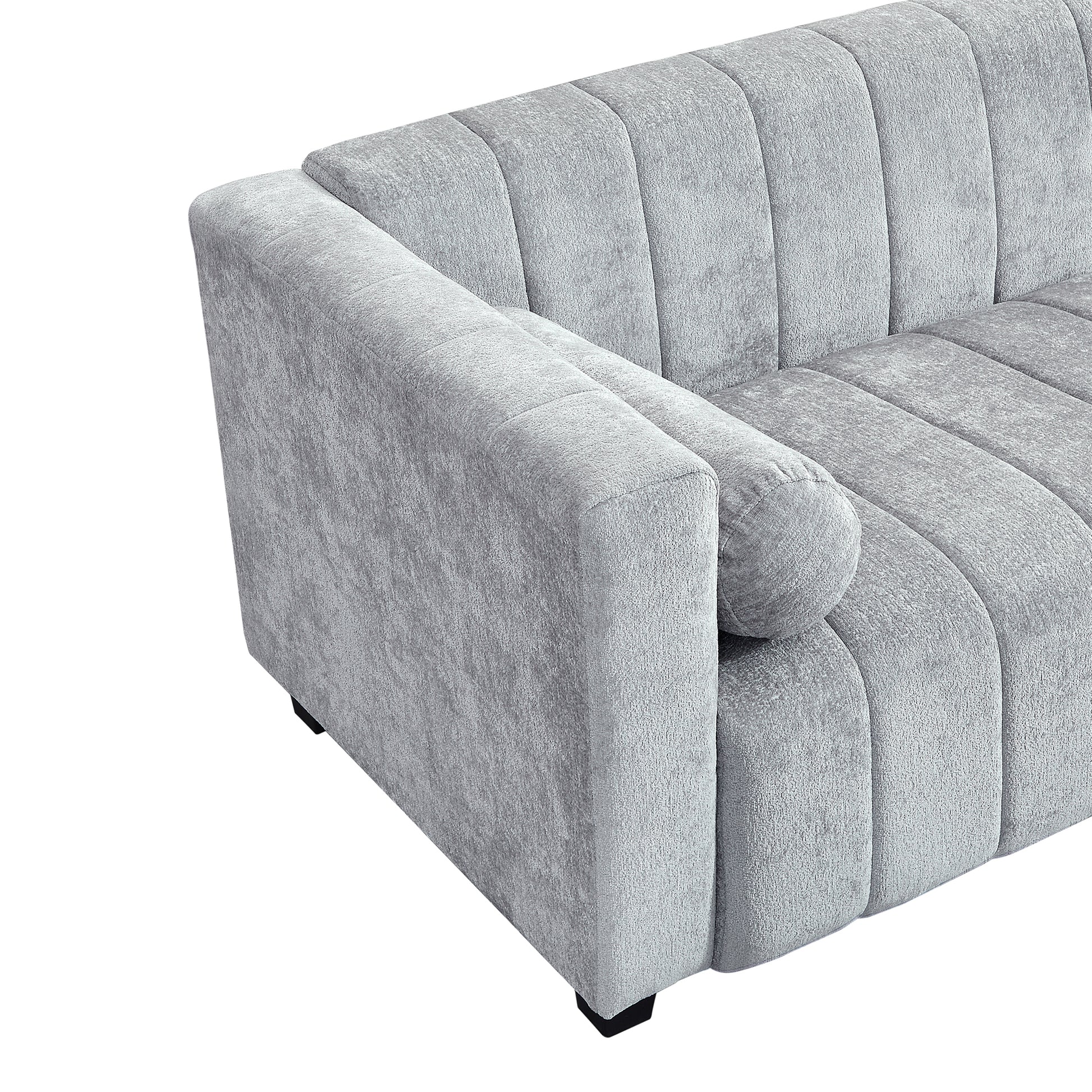 78.7''Upholstered Sofa For Living Room, Bedroom, Salon, Simplified Style Light Gray Polyester 3 Seat