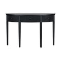 Distinctive Features Of Pine Veneer Console Table With Vertical Stripe Drawer Fronts And Four Legs Black Primary Living Space Minimalist Mdf