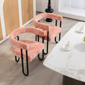 Coolmore Contemporary Designed Velvet Fabric Upholstered Accent Dining Chair Barrel Side Chairs Kitchen Armchair For Living Room Set Of 2 Pink Linen Pink Dining Room Foam Chenille
