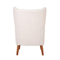 Mid Century Accent Chair, Ivory White, Modern Retro Lounge Armchair, Birch Frame, Upholstered Teddy Wool Fabric, Single Sofa Armchair For Small Spaces, Living Room, Bedroom, Reading Corner, Balcony Ivory White Espresso Primary Living Space
