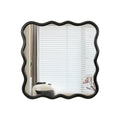 Solid Wood Wavy Square Mirror Black 36