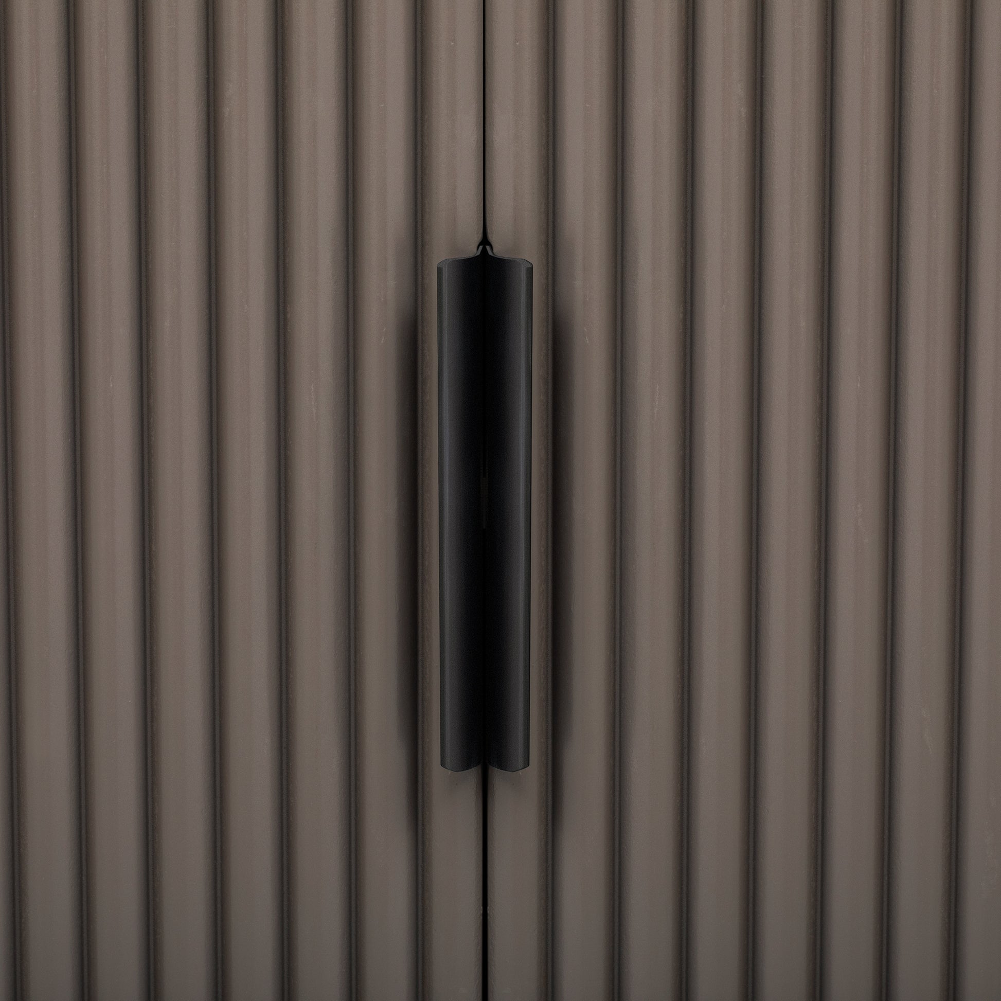 Vertical Striped Door Storage Cabinet With Metal Handles, Adjustable, Suitable For Study, Entryway And Living Room Brown Mdf