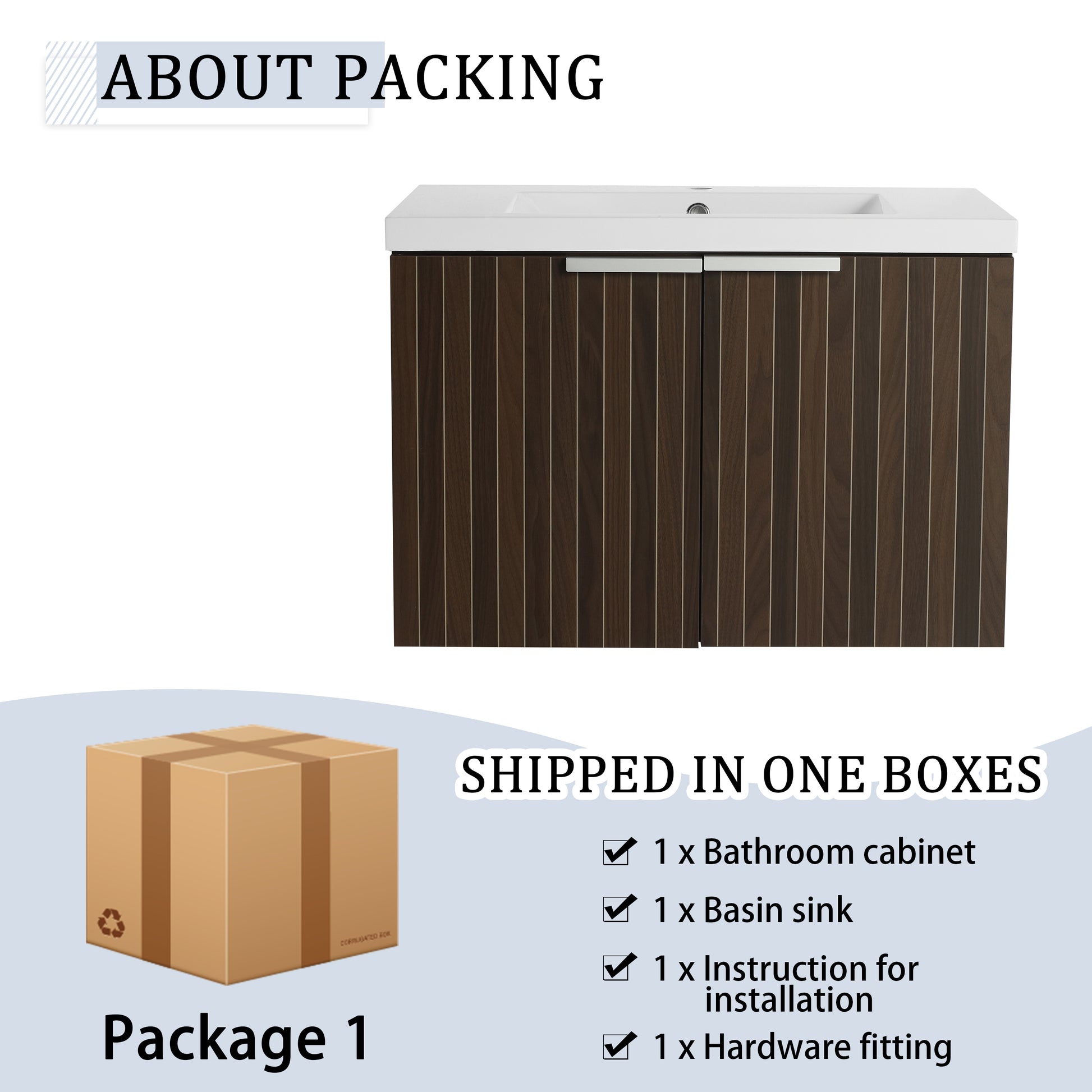 72 Inch Soft Close Doors Bathroom Vanity With Sink, A Small Storage Shelves, 30" And 12" Combination Cabinet, Kd Packing Silver Brown Stripe Bathroom Modern Plywood