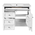 36'' Bathroom Vanity With Top Sink, Modern Bathroom Storage Cabinet With 2 Drawers And A Tip Out Drawer, Single Sink Bathroom Vanity White Bathroom Solid Wood Mdf Ceramic,Solid Wood Mdf