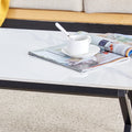A Modern Minimalist Style White Marble Patterned Coffee Table With Black Metal Legs. Computer Desk. Game Table. Tea Table. Ct Xx White Black Sintered Stone